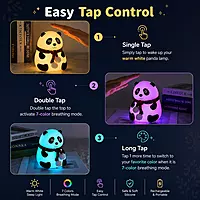 Silicone Panda Night Light for Kids | Rechargeable LED Bedside Lamp with Tap Control