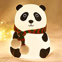 Silicone Panda Night Light for Kids | Rechargeable LED Bedside Lamp with Tap Control