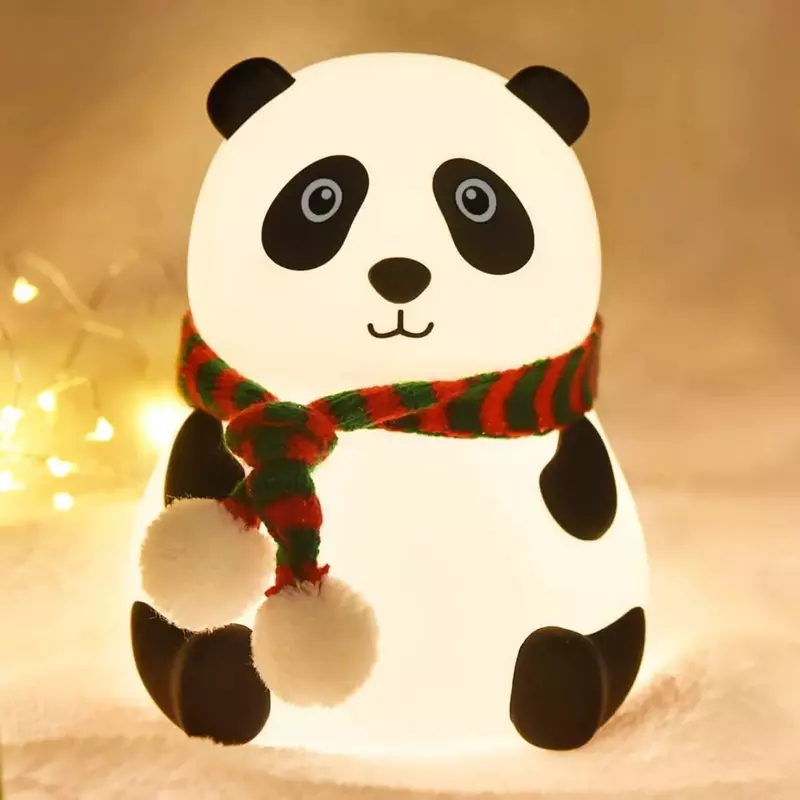 Silicone Panda Night Light for Kids | Rechargeable LED Bedside Lamp with Tap Control