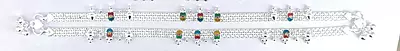 Silver Anklets with Meenakari India