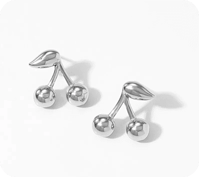 Silver Cherry Earrings