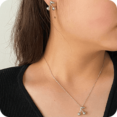 Silver Cherry Necklace
