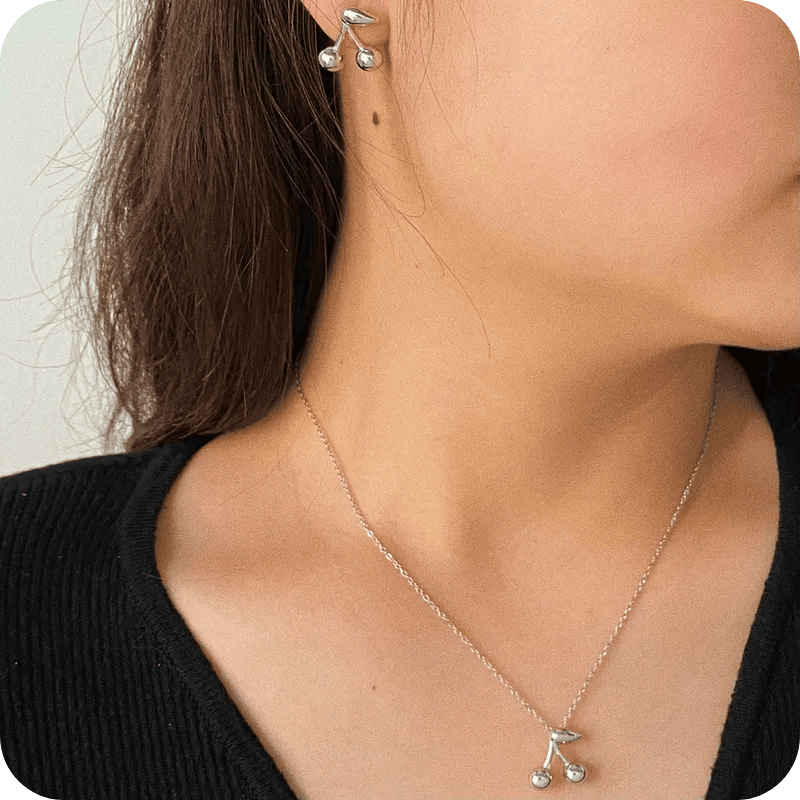 Silver Cherry Necklace