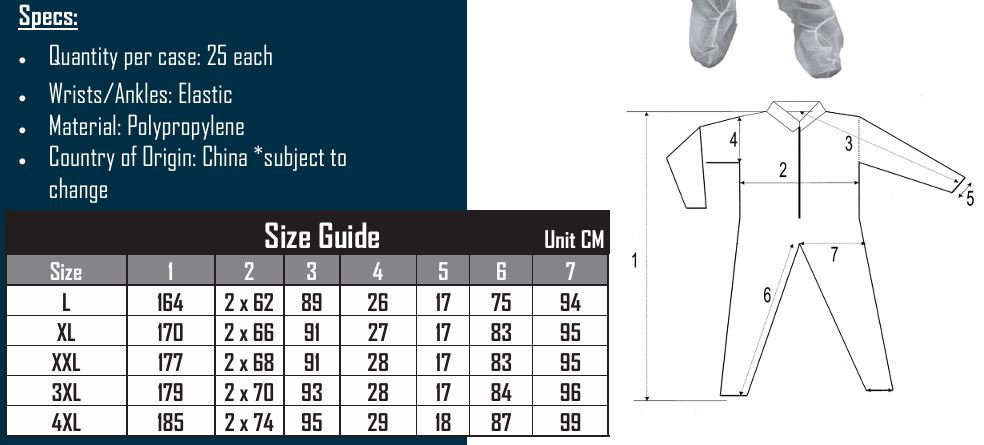 White Polypro Coverall with Hood, Elastic Wrists, Boots, 2-gram weight