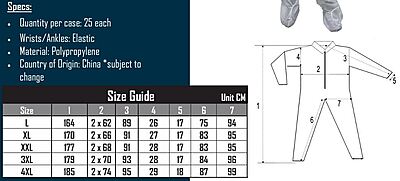 White Polypro Coverall with Hood, Elastic Wrists, Boots, 2-gram weight