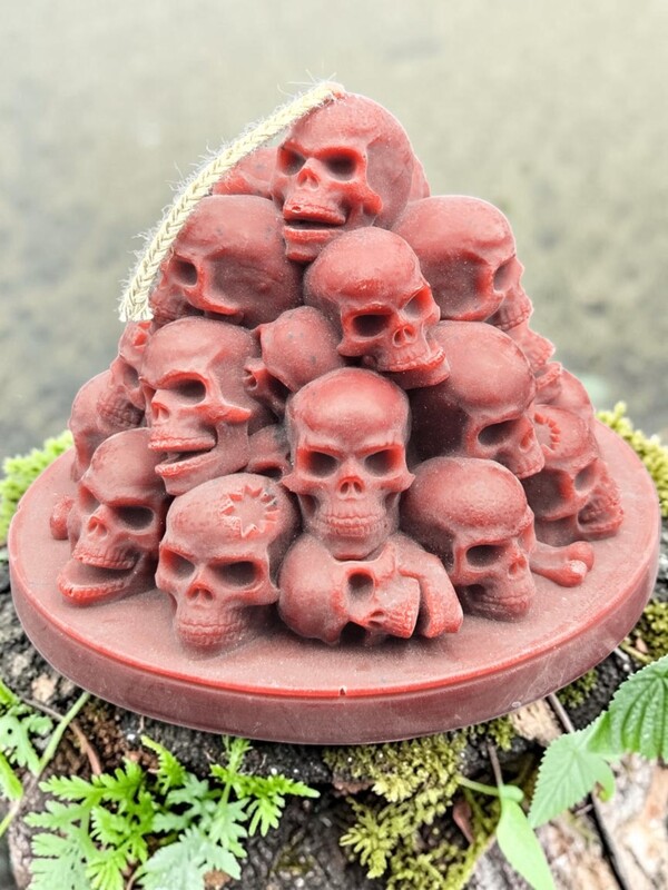 Handmade Skull Mountain Candle- Burgundy, Pomegranate Blackberry Scented
