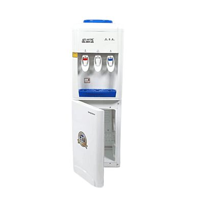 Front view of Atlantis Sky hot and cold water dispenser featuring a built-in cooling cabinet.