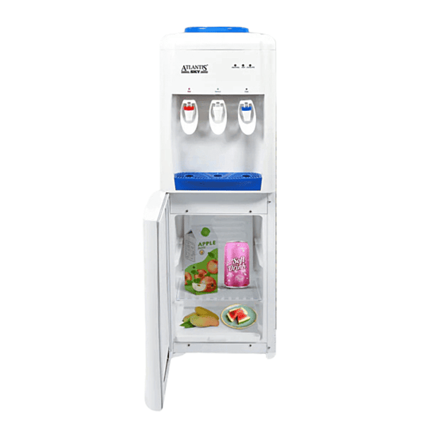 Atlantis Sky Floor Standing Water Dispenser with cooling cabinet in a modern office setting.