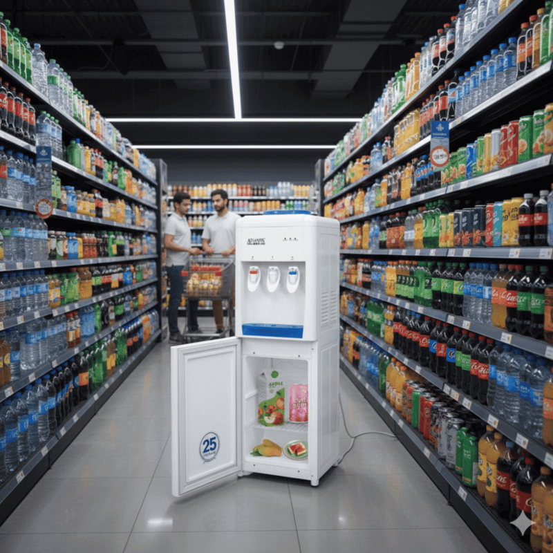 Atlantis Sky HCN model water dispenser highlighting the durable plastic body and taps.