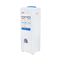 Professional Atlantis Sky bottled water dispenser with spacious lower refrigerator section.