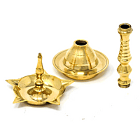 Brass Kerala Lamp/Deepam for Regular Pooja/Hawan Small Size