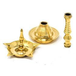 Brass Kerala Lamp/Deepam for Regular Pooja/Hawan Small Size