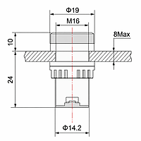 Smidnya IL22 Protected LED Pilot Light-16mm-24V AC/DC-Red