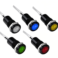 Smidnya IL22 Black Body Lead Wire Metal Pilot Light-16mm-127V AC/DC-Red