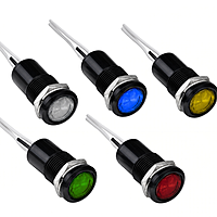 Smidnya IL22 Black Body Lead Wire Metal Pilot Light-16mm-127V AC/DC-Red