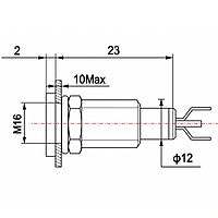 Smidnya IL22 Black Body Lead Wire Metal Pilot Light-16mm-220V AC/DC-Red