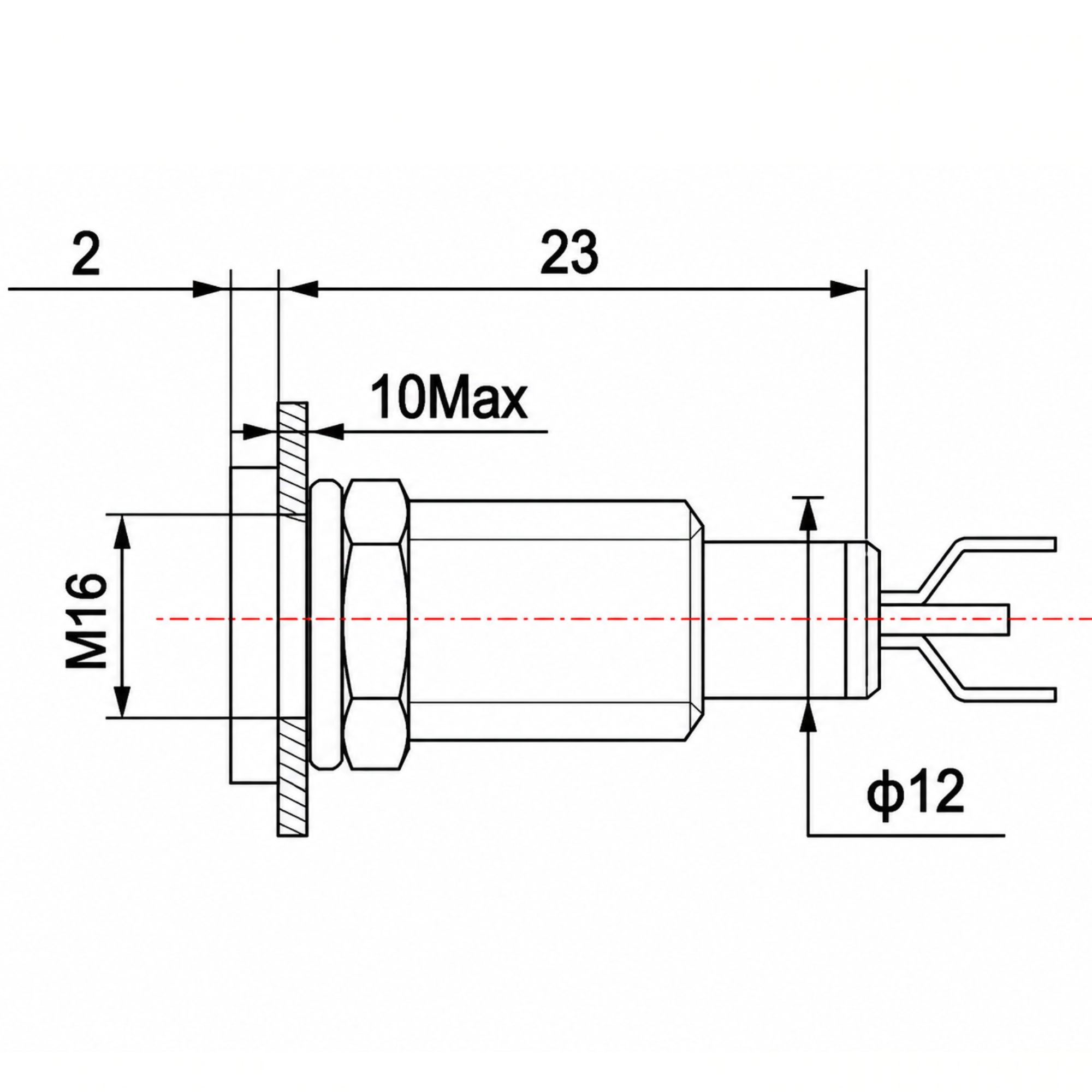 Smidnya IL22 Black Body Lead Wire Metal Pilot Light-16mm-6V AC/DC-Red