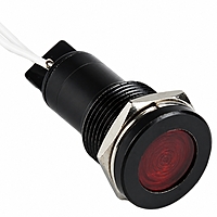 Smidnya IL22 Black Body Lead Wire Metal Pilot Light-10mm-12V AC/DC-Red