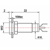 Smidnya IL22 Black Body Lead Wire Metal Pilot Light-12mm-110V AC/DC-Blue