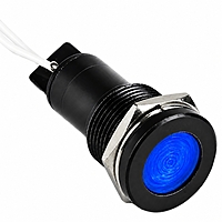 Smidnya IL22 Black Body Lead Wire Metal Pilot Light-12mm-110V AC/DC-Blue
