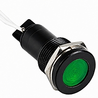Smidnya IL22 Black Body Lead Wire Metal Pilot Light-12mm-12V AC/DC-Green