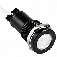 Smidnya IL22 Black Body Lead Wire Metal Pilot Light-12mm-12V AC/DC-White