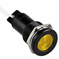 Smidnya IL22 Black Body Lead Wire Metal Pilot Light-12mm-12V AC/DC-Yellow