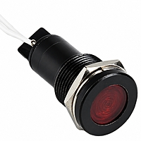 Smidnya IL22 Black Body Lead Wire Metal Pilot Light-12mm-24V AC/DC-Red