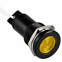 Smidnya IL22 Black Body Lead Wire Metal Pilot Light-12mm-6V AC/DC-Yellow