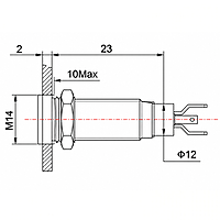 Smidnya IL22 Black Body Lead Wire Metal Pilot Light-14mm-127V AC/DC-White