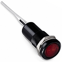 Smidnya IL22 Black Body Lead Wire Metal Pilot Light-16mm-24V AC/DC-Red