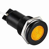 Smidnya IL22 Black Body Lead Wire Metal Pilot Light-8mm-110V AC/DC-Yellow