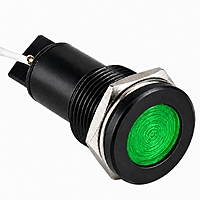Smidnya IL22 Black Body Lead Wire Metal Pilot Light-8mm-220V AC/DC-Green
