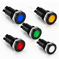 Smidnya IL22 Black Body Lead Wire Metal Pilot Light-8mm-48V AC/DC-Blue