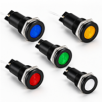 Smidnya IL22 Black Body Lead Wire Metal Pilot Light-8mm-48V AC/DC-Blue