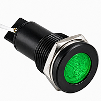 Smidnya IL22 Black Body Lead Wire Metal Pilot Light-8mm-48V AC/DC-Green