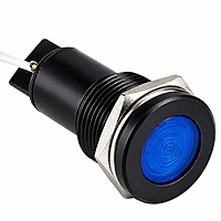 Smidnya IL22 Black Body Lead Wire Metal Pilot Light-8mm-6V AC/DC-Blue