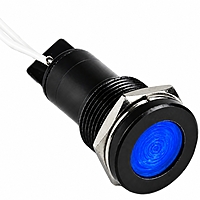 Smidnya IL22 Black Body Lead Wire Metal Pilot Light-10mm-24V AC/DC-Blue