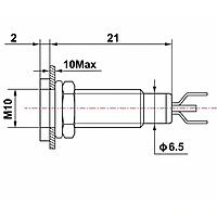 Smidnya IL22 Black Body Lead Wire Metal Pilot Light-10mm-24V AC/DC-Yellow