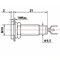Smidnya IL22 Black Body Lead Wire Metal Pilot Light-10mm-6V AC/DC-White