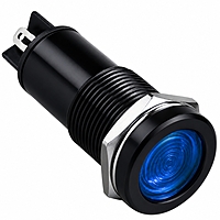 Smidnya IL22 Black Body Metal Pilot Light-10mm-220V AC/DC-Blue