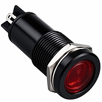 Smidnya IL22 Black Body Metal Pilot Light-10mm-48V AC/DC-Red