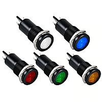 Smidnya IL22 Black Body Metal Pilot Light-12mm-110V AC/DC-Yellow