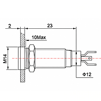 Smidnya IL22 Black Body Metal Pilot Light-14mm-6V AC/DC-Yellow