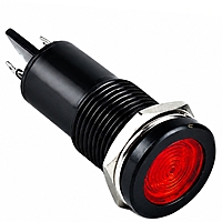 Smidnya IL22 Black Body Metal Pilot Light-8mm-36V AC/DC-Red