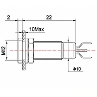 Smidnya IL22 Black Body Metal Pilot Light-12mm-6V AC/DC-Blue