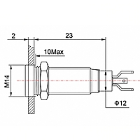 Smidnya IL22 Black Body Metal Pilot Light-14mm-110V AC/DC-Red