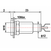 Smidnya IL22 Black Body Metal Pilot Light-16mm-12V AC/DC-Red