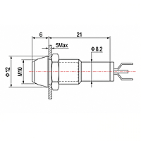 Smidnya IL22 Chrome Body Lead Wire Metal Pilot Light-10mm-48V AC/DC-White