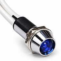 Smidnya IL22 Chrome Body Lead Wire Metal Pilot Light-10mm-12V AC/DC-Blue